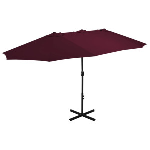 vidaXL Parasol met aluminium paal 460x270 cm bordeauxrood