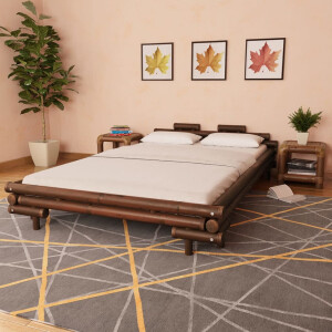 vidaXL Bedframe bamboe donkerbruin 140x200 cm