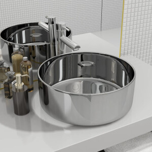 vidaXL Wastafel 40x15 cm keramiek zilverkleurig