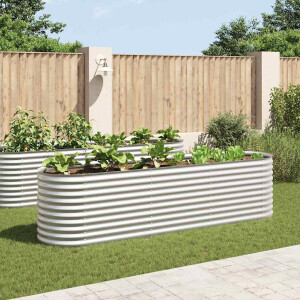 vidaXL Plantenbak verhoogd 320x80x81 cm gegalvaniseerd staal zilver