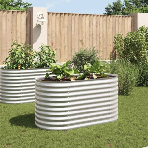 vidaXL Plantenbak verhoogd 160x80x81 cm gegalvaniseerd staal zilver