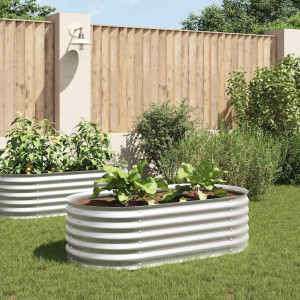 vidaXL Plantenbak verhoogd 160x80x44 cm gegalvaniseerd staal zilver