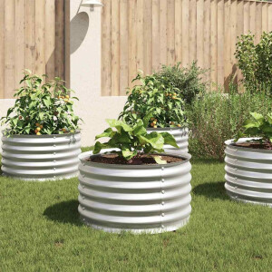 vidaXL Plantenbak verhoogd 80x80x44 cm gegalvaniseerd staal zilver