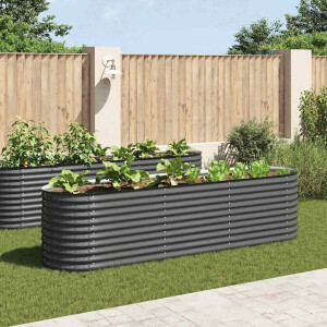 vidaXL Plantenbak verhoogd 320x80x81 cm gegalvaniseerd staal grijs