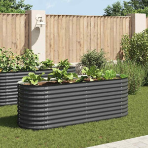 vidaXL Plantenbak verhoogd 240x80x81 cm gegalvaniseerd staal grijs
