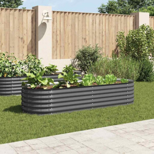 vidaXL Plantenbak verhoogd 240x80x44 cm gegalvaniseerd staal grijs