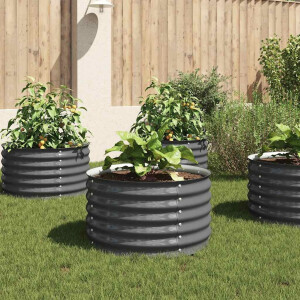 vidaXL Plantenbak verhoogd 80x80x44 cm gegalvaniseerd staal grijs