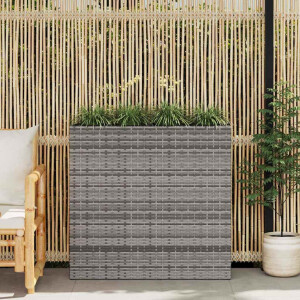 vidaXL Plantenbak verhoogd met 4 potten poly rattan wit