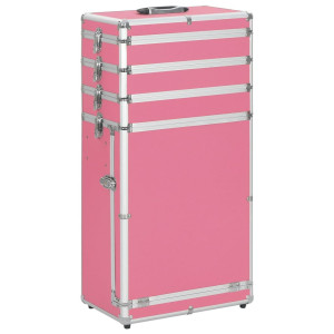 vidaXL Make-up trolley aluminium roze