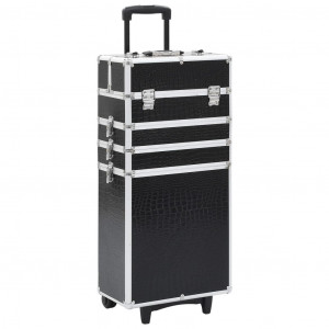 vidaXL Make-up trolley aluminium zwart met krokodillenpatroon