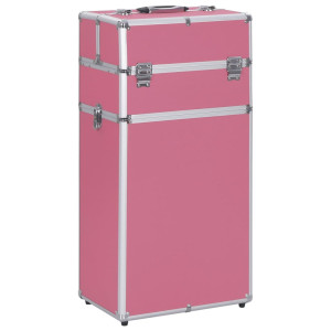 vidaXL Make-up trolley aluminium roze