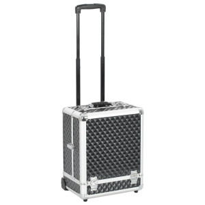 vidaXL Make-up trolley 35x29x45 cm aluminium zwart