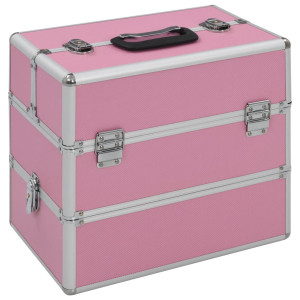 vidaXL Make-up koffer 37x24x35 cm aluminium roze