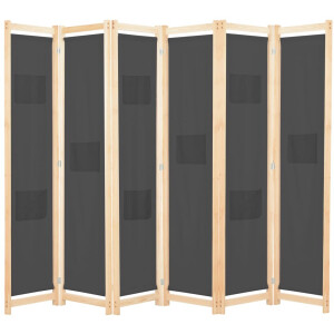 vidaXL Kamerscherm met 6 panelen 240x170x4 cm stof grijs