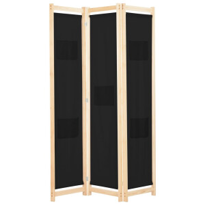 vidaXL Kamerscherm met 3 panelen 120x170x4 cm stof zwart