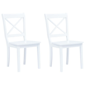 vidaXL Eetkamerstoelen 2 st massief rubberwood wit