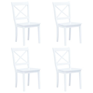 vidaXL Eetkamerstoelen 4 st massief rubberwood wit