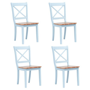 vidaXL Eetkamerstoelen 4 st massief rubberwood grijs en naturel
