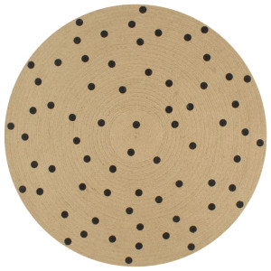 vidaXL Vloerkleed handgemaakt met print polkadot 120 cm jute