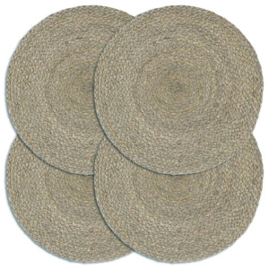 vidaXL Placemats 4 st rond 38 cm jute effen grijs