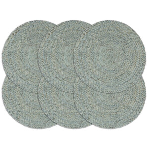 vidaXL Placemats 6 st rond 38 cm jute olijfgroen