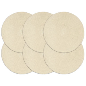 vidaXL Placemats 6 st rond 38 cm katoen natuurlijk