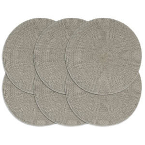 vidaXL Placemats 6 st rond 38 cm katoen effen grijs