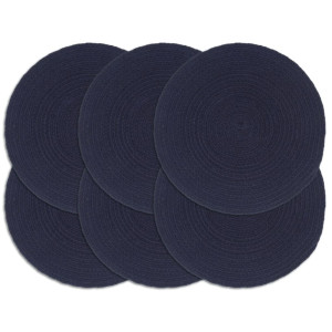 vidaXL Placemats 6 st rond 38 cm katoen effen marineblauw