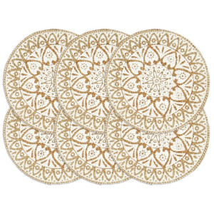 vidaXL Placemats 6 st rond 38 cm jute wit