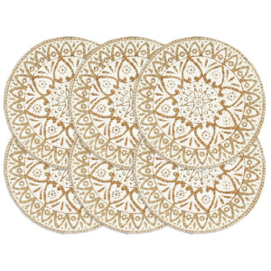 vidaXL Placemats 6 st rond 38 cm jute wit