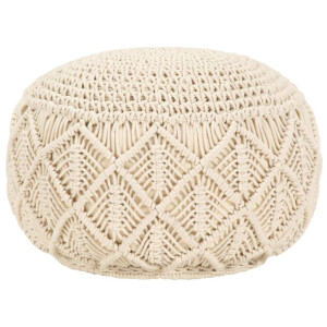 vidaXL Poef macramé handgemaakt 45x30 cm katoen