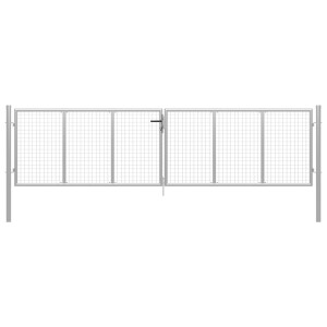 vidaXL Tuinpoort gegalvaniseerd staal 400x100 cm zilver