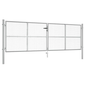 vidaXL Tuinpoort gegalvaniseerd staal 400x125 cm zilver