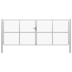 vidaXL Tuinpoort gegalvaniseerd staal 400x150 cm zilver