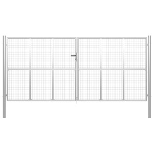 vidaXL Tuinpoort gegalvaniseerd staal 400x175 cm zilver