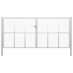 vidaXL Tuinpoort gegalvaniseerd staal 400x200 cm zilver