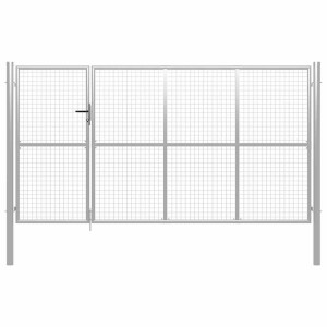 vidaXL Tuinpoort staal 350x175 cm zilver
