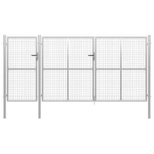vidaXL Tuinpoort staal 400x150 cm zilver