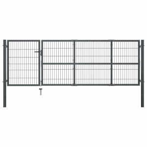 vidaXL Tuinpoort met palen staal 350x100 cm antraciet