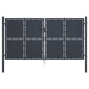 vidaXL Tuinpoort staal 300x125 cm antraciet