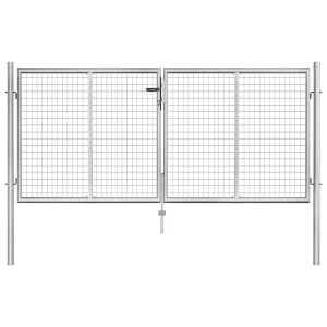 vidaXL Tuinpoort gegalvaniseerd staal 300x100 cm zilver