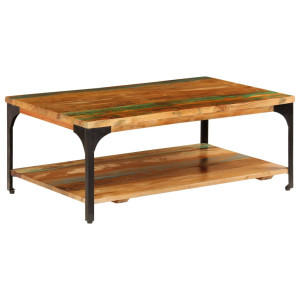 vidaXL Salontafel met schap 100x60x35 cm massief gerecycled hout