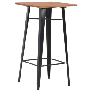 vidaXL Bartafel 60x60x108 cm massief grenenhout staal zwart