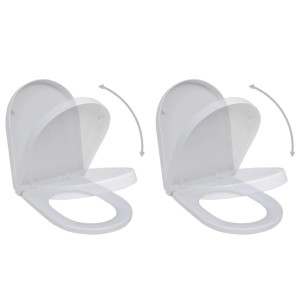 vidaXL Toiletbrillen met soft-close deksels 2 st kunststof wit