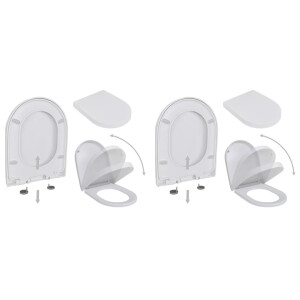 vidaXL Toiletbrillen met soft-close deksels 2 st kunststof wit