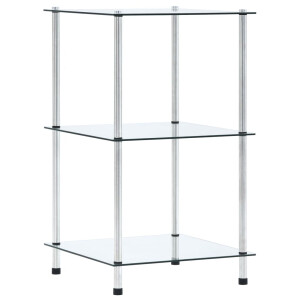 vidaXL Kastje 3-laags 40x40x67 cm gehard glas transparant