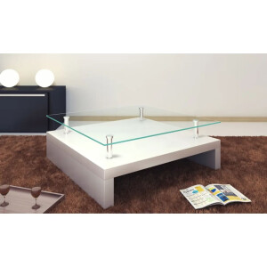vidaXL Salontafel met glazen tafelblad wit