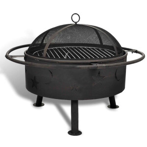 vidaXL Vuur Schaal Maan Zwart 82 x 82 x 64 cm Staal