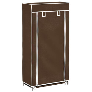 vidaXL Stoffen schoenenrek met hoes 58 x 28 x 106 cm bruin