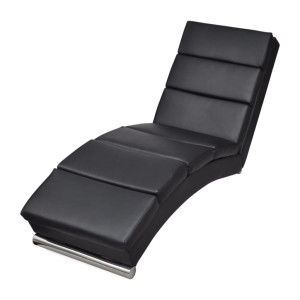 vidaXL Chaise longue kunstleer zwart